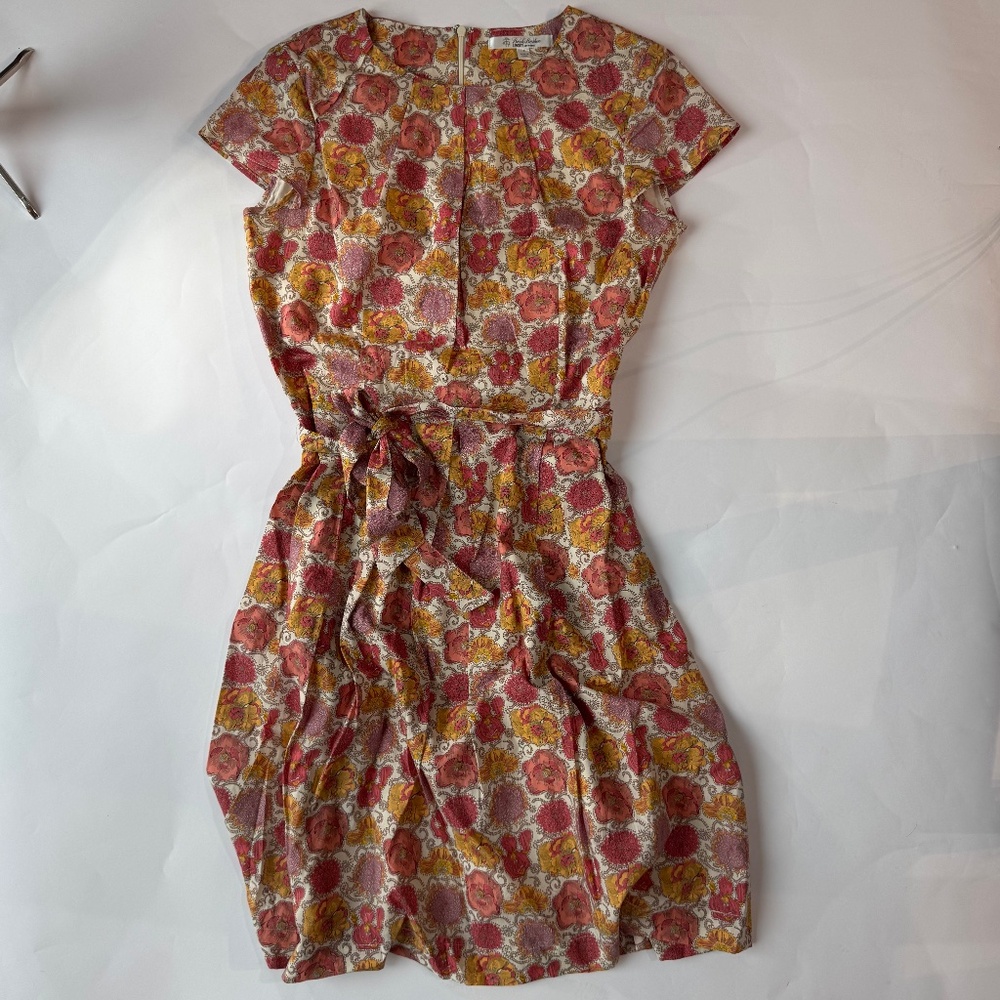 Brooks Brothers floral (pink/yellow/white) cap sleeved dress. Size 2